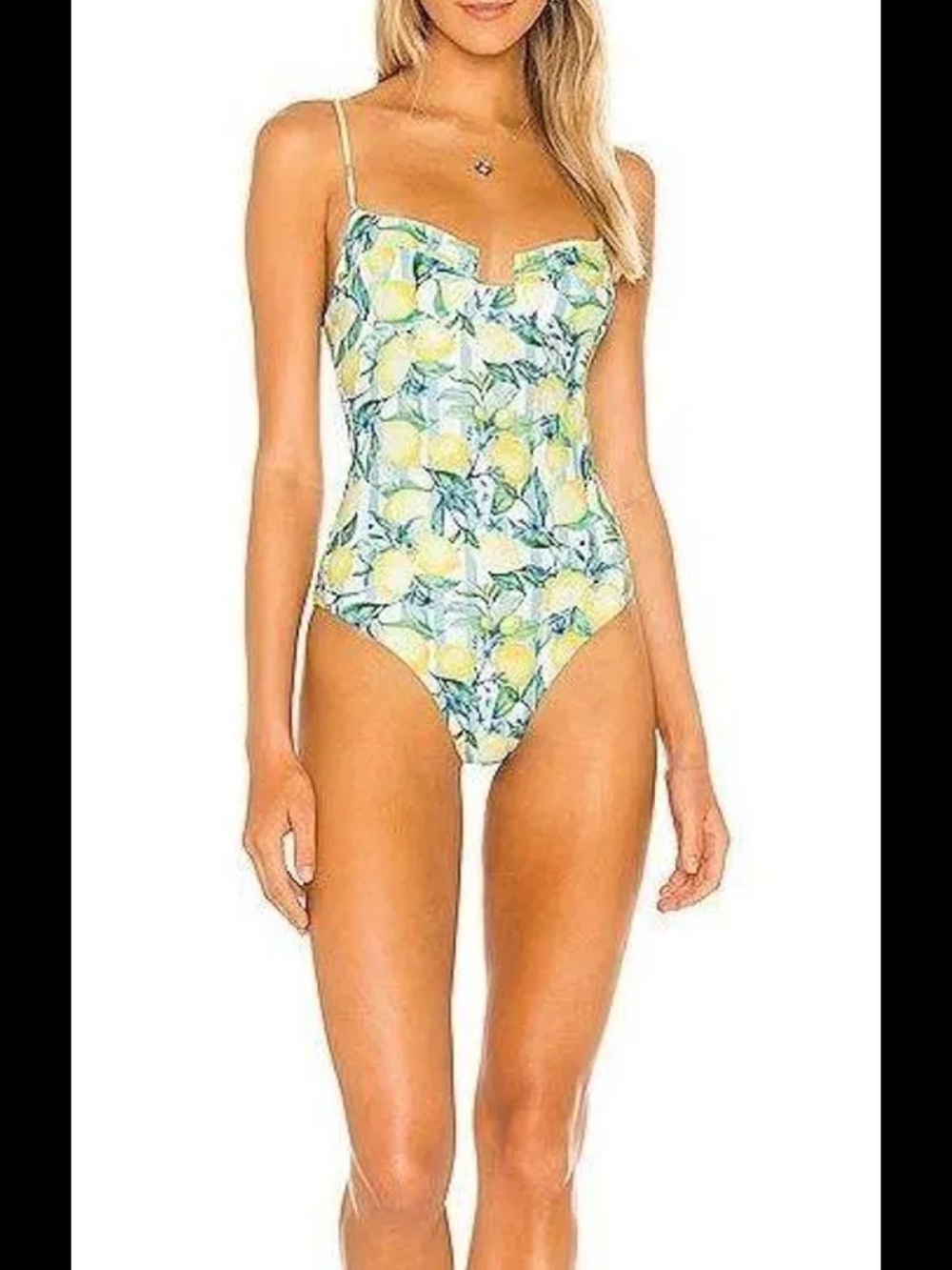 Lovers + Friends Lemon Print One-Piece Swimsuit - size small